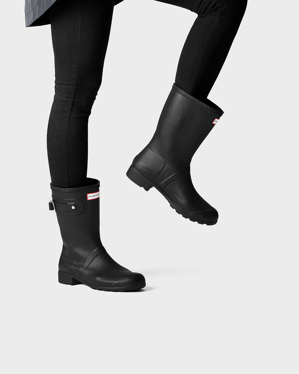 Botas De Agua Mujer - Hunter Original Tour Foldable Short Mid-Calf Negras - LNKYOX-953 - Negras